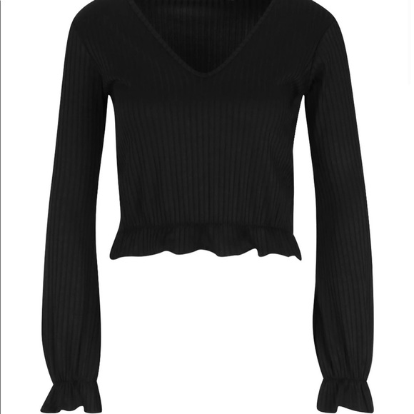 Petite Frill Cuff + Hem Crop Top - Picture 2 of 2